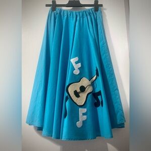 Handmade Retro “Poodle” Skirt - Blue with Acoustic Guitar instead of Poodle